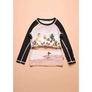 NEW MOLO kid's neptune island surf rashguard in black/sand